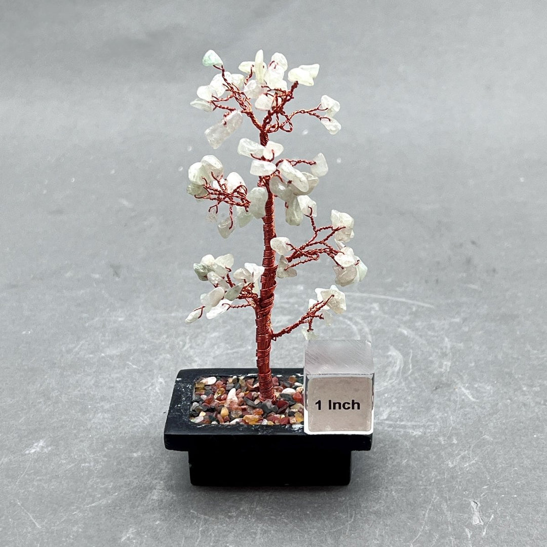 Pale Green Aventurine Gemstone Chip Tree with Soapstone Base and Copper WireCrystal River Gems