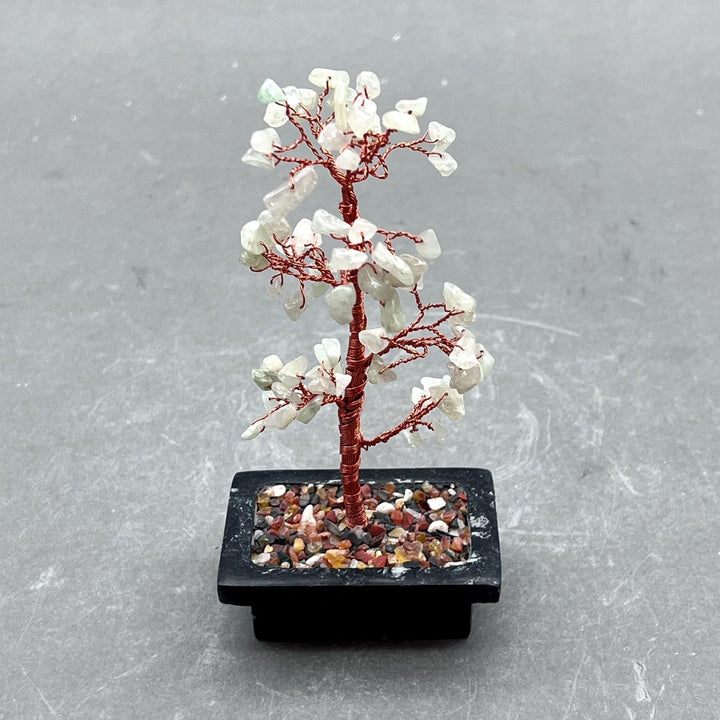 Pale Green Aventurine Gemstone Chip Tree with Soapstone Base and Copper WireCrystal River Gems