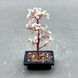 Pale Green Aventurine Gemstone Chip Tree with Soapstone Base and Copper Wire