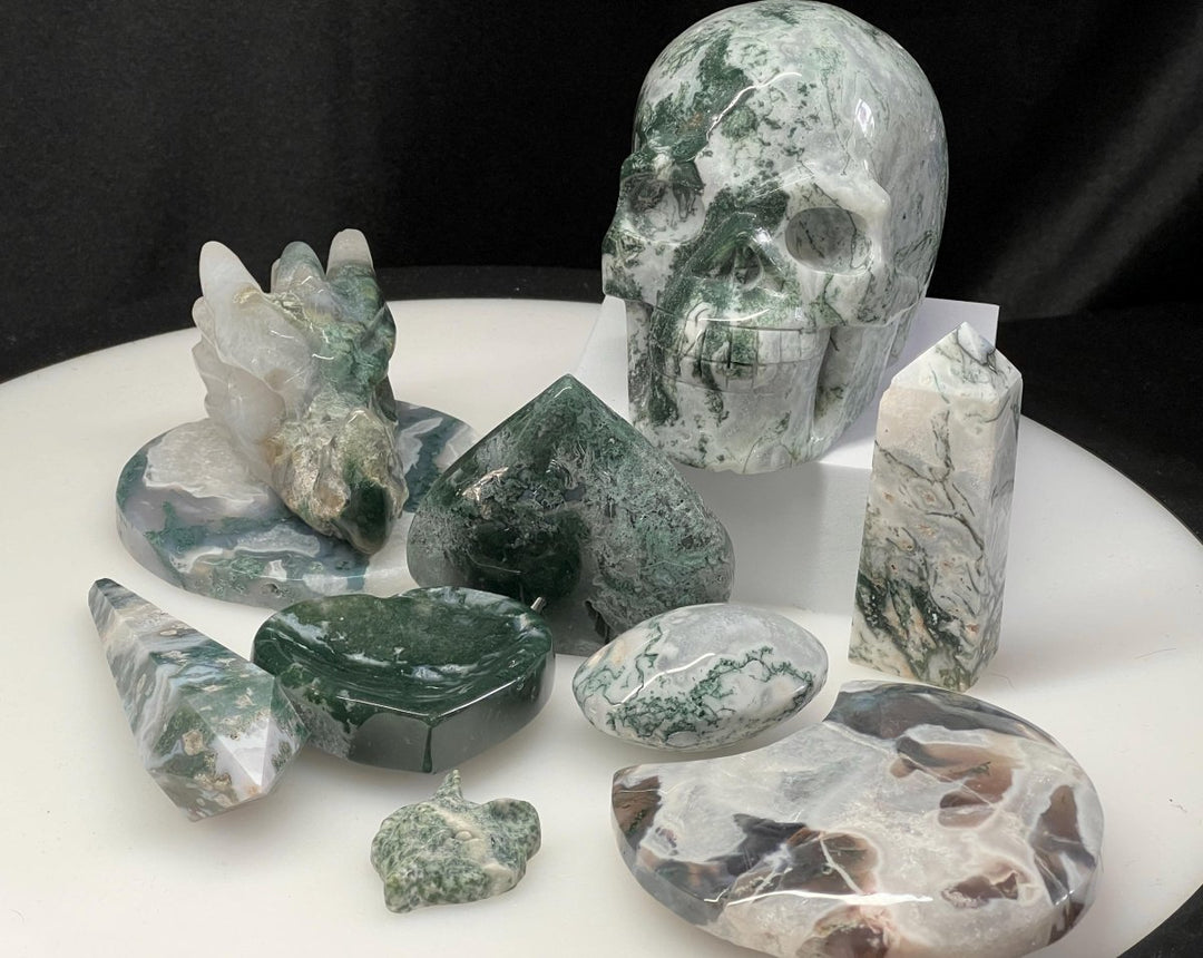 Polished Moss Agate Crystal Bundle Lot (6 LBs) Bulk Wholesale Gemstone Décor CollectionCrystal River Gems