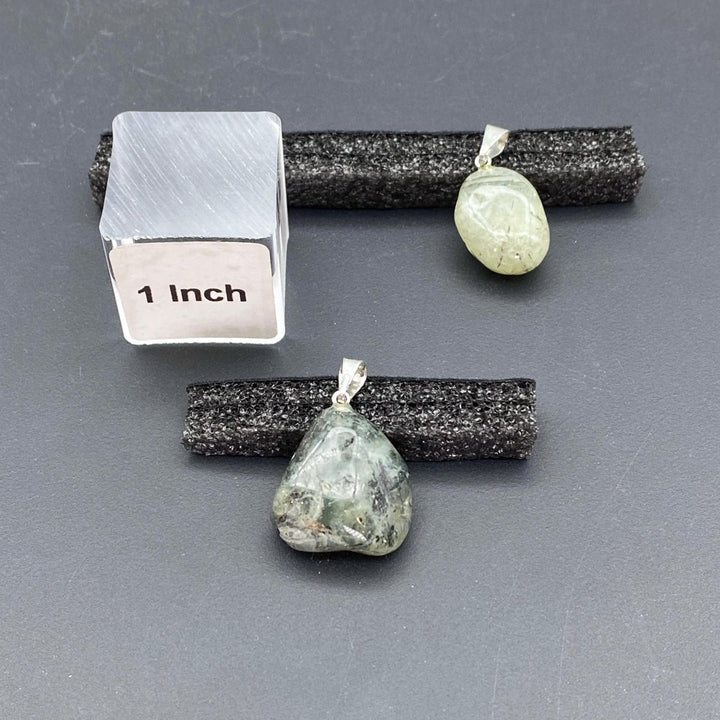 Prehnite Mini Tumbled Silver Bail PendantCrystal River Gems