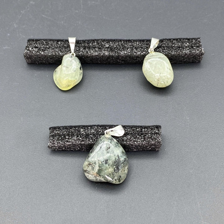 Prehnite Mini Tumbled Silver Bail PendantCrystal River Gems