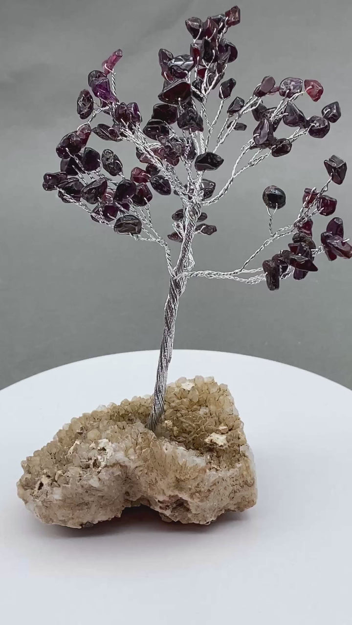 Garnet 100 Chip Silver Wire Druzy Base Gemstone Tree