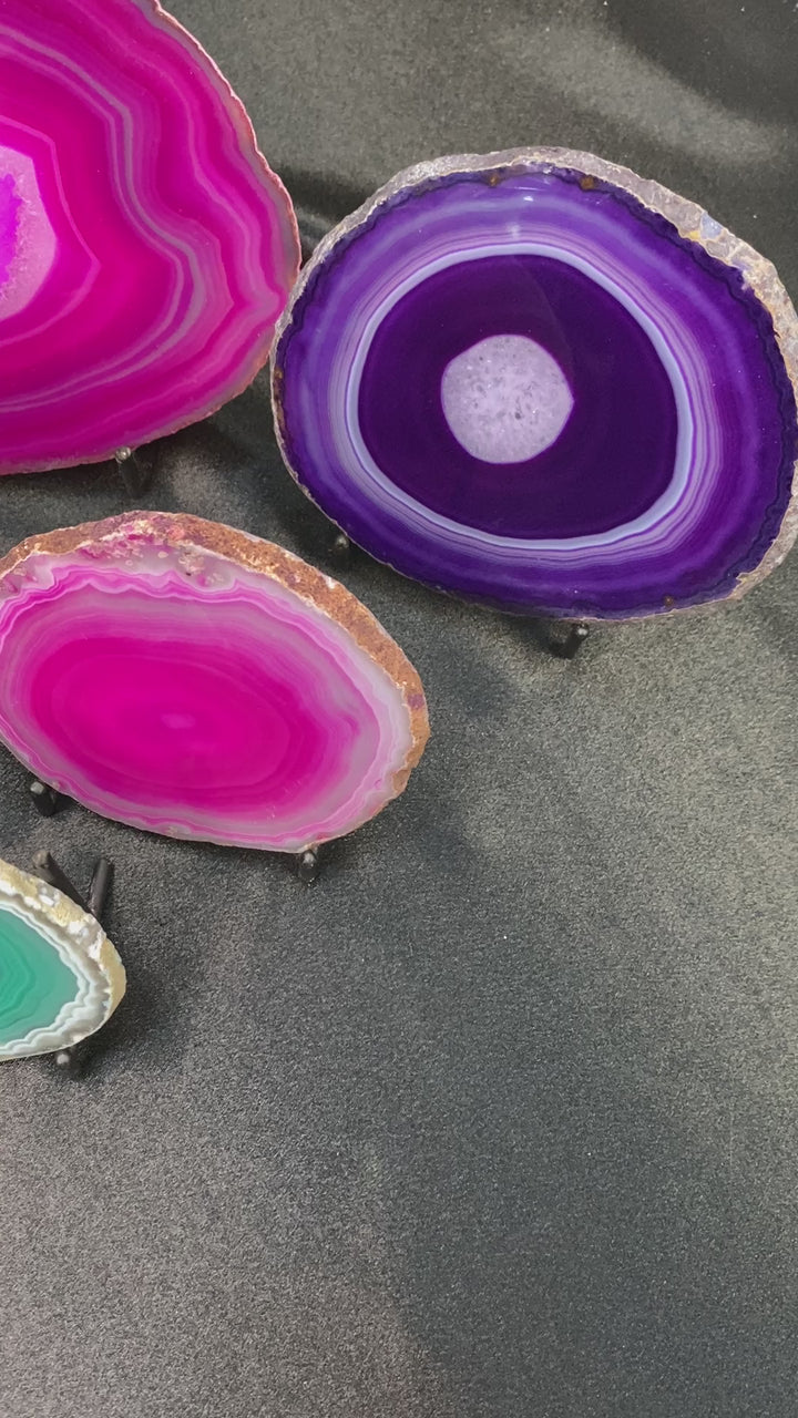 Agate Geode Slice Crystal Bundle Lot (13 Pieces) Bulk Wholesale Gemstone Décor Collection