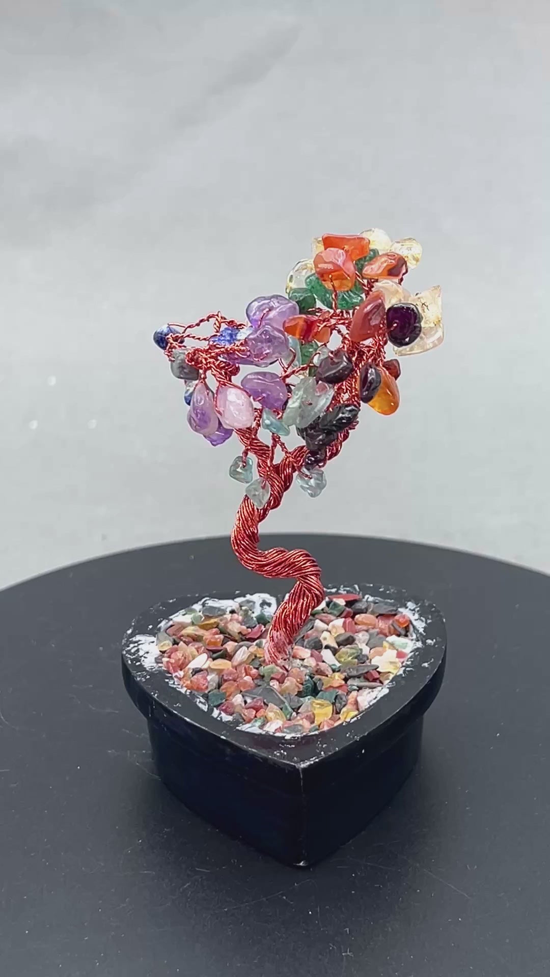 7 Stone Gemstone Chip Bonsai Copper Wire Tree | Crystal River Gems