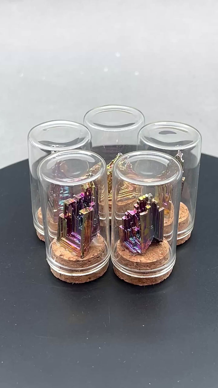 Bismuth Specimen in Cloche Glass Jar