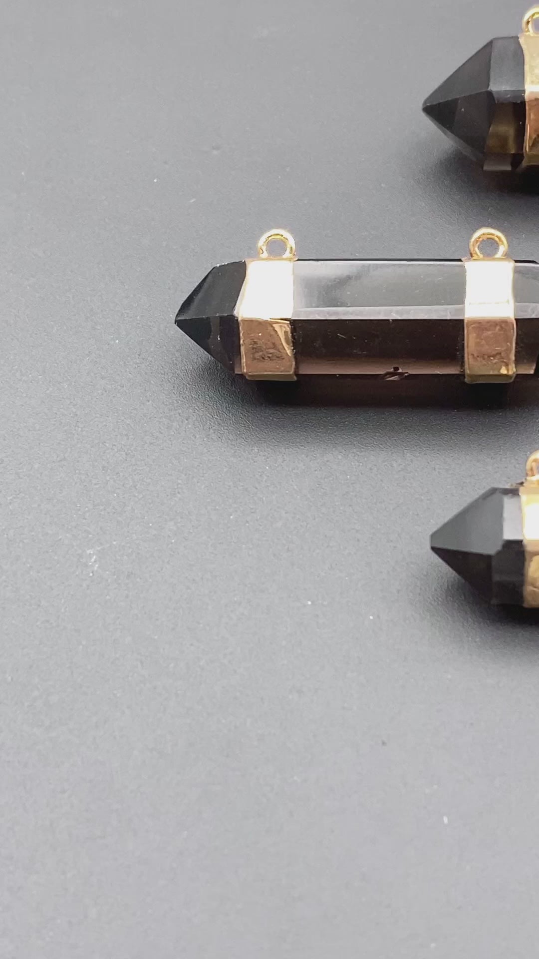 Smoky Quartz Double Terminated Point Gold Plated Pendant Connector