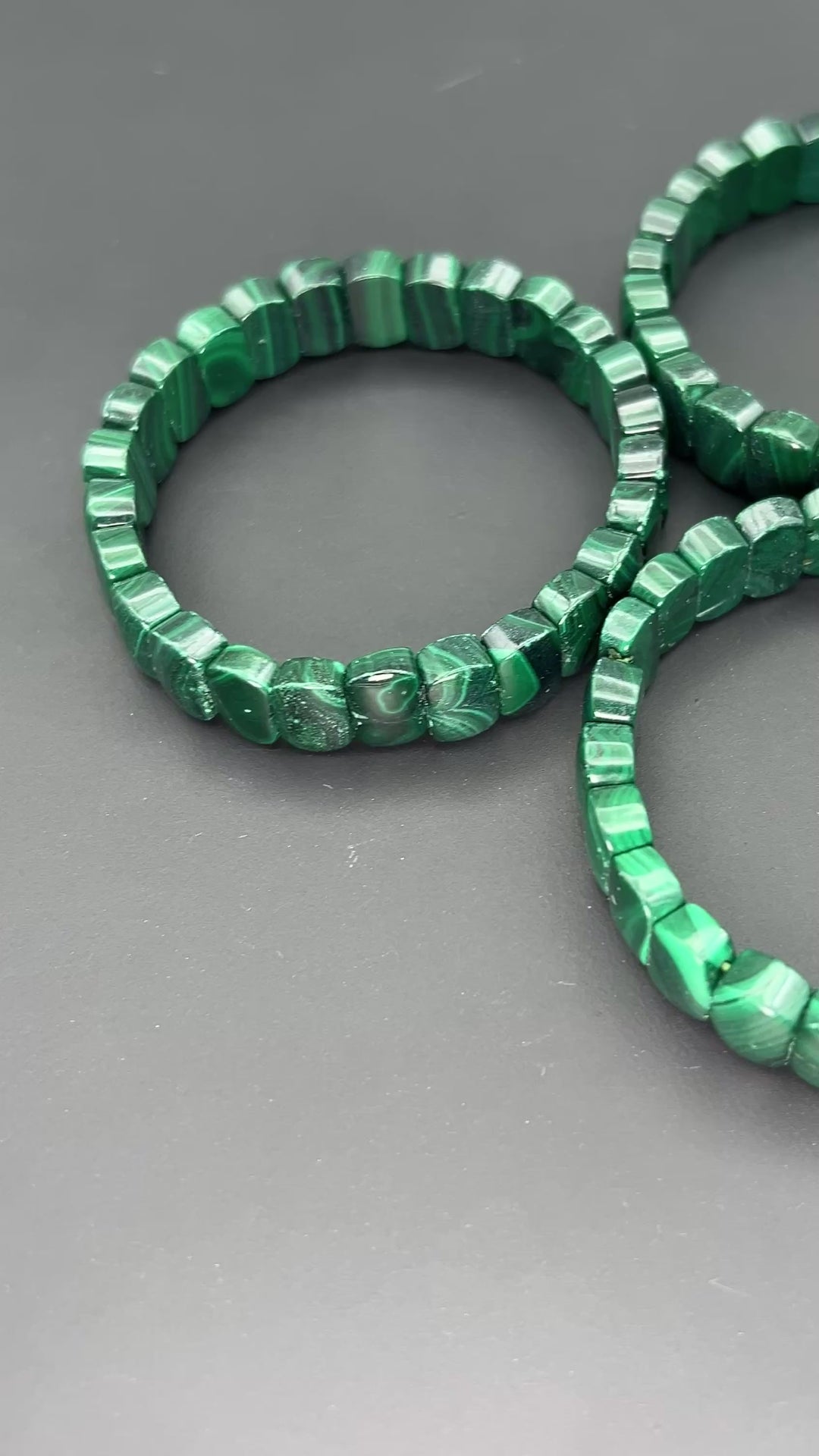 Malachite 11mm Rectangle Bead Stretch Bracelet