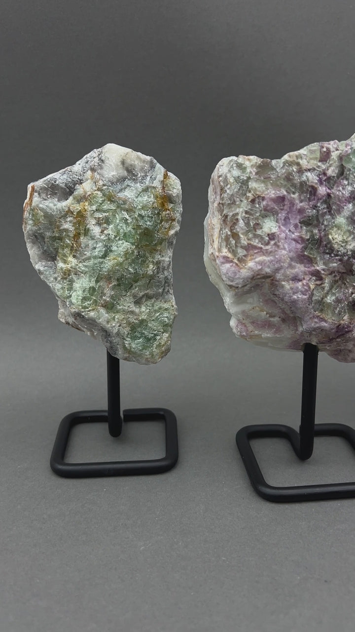 Rough Fluorite on Metal Stand