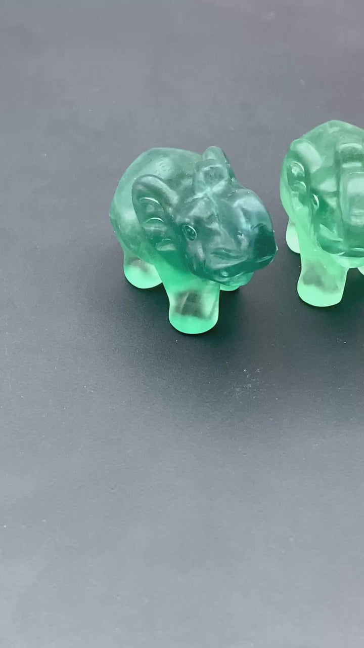 Green Fluorite Polished Elephant Animal Figurine