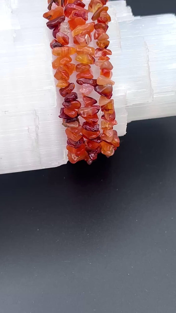 Carnelian Agate Chip Bead Elastic Stretch Bracelet