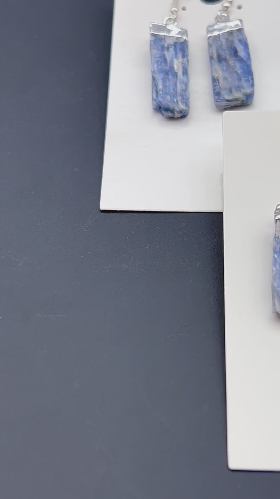 Blue Kyanite Raw Crystal Silver Plated Earrings