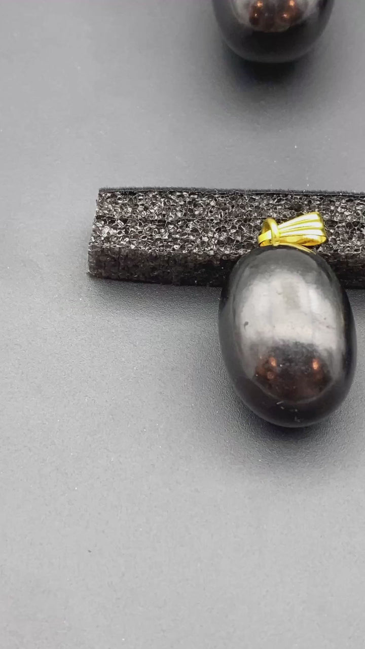 Shungite Polished Egg Gold or Silver Pendant