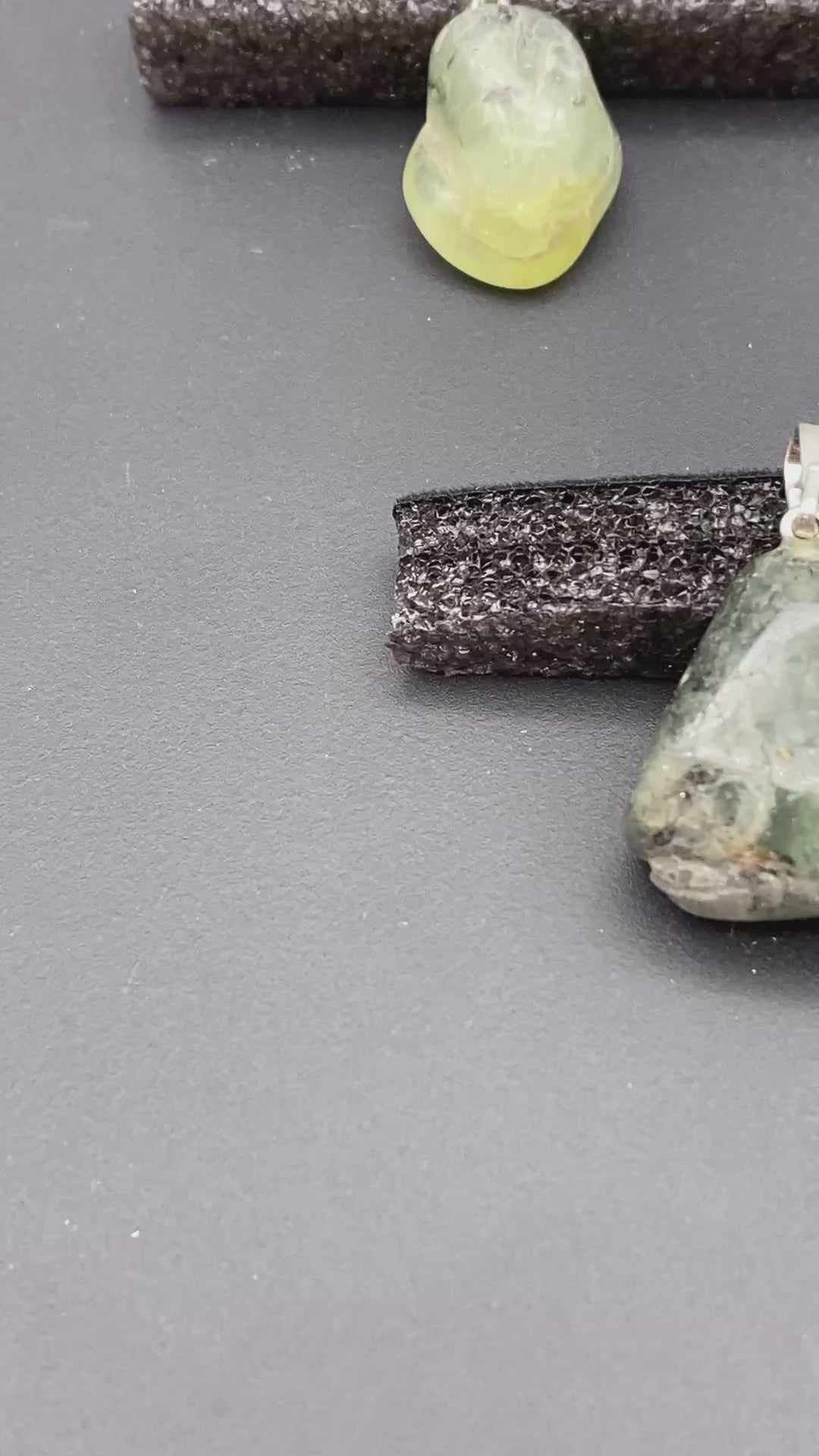 Prehnite Mini Tumbled Silver Bail Pendant