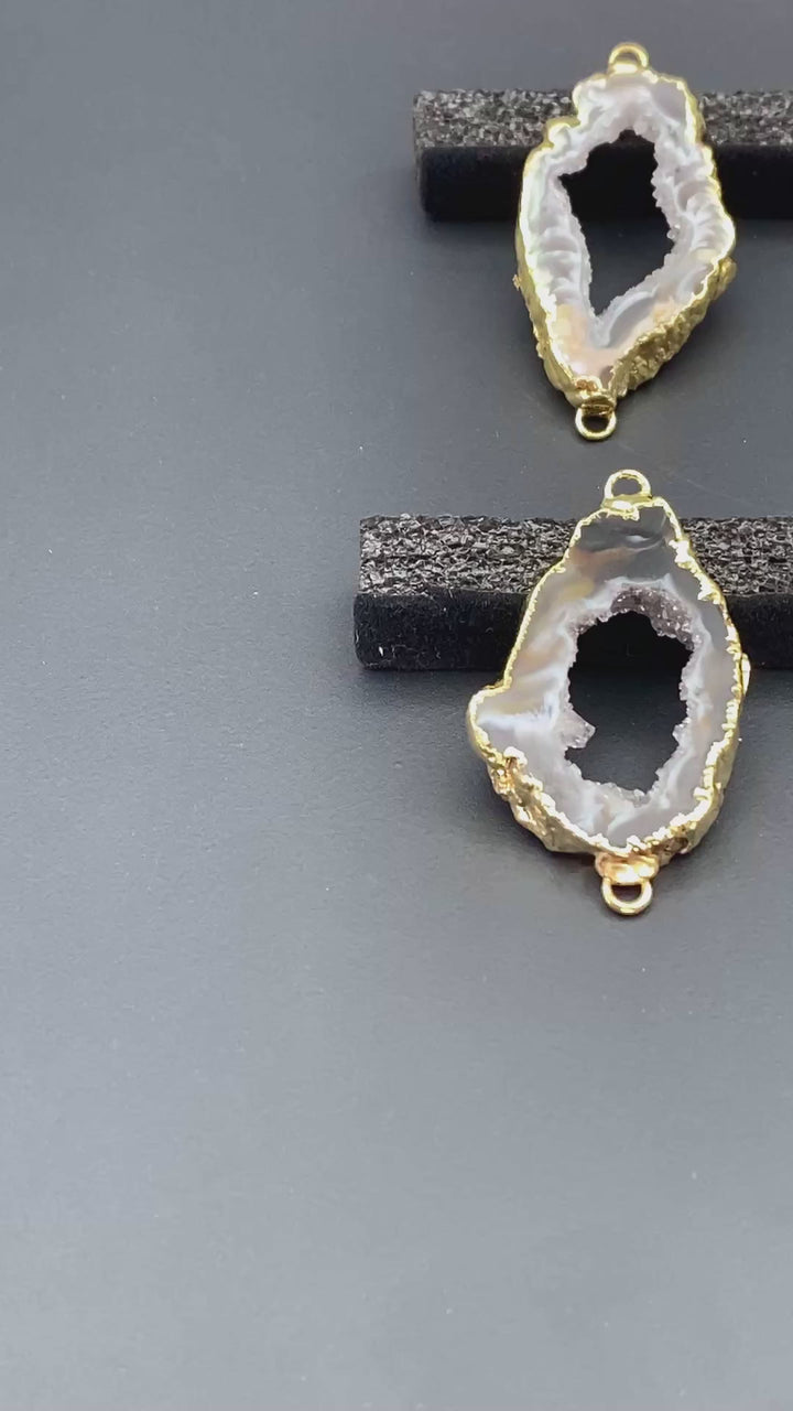 Oco Geode Slice Gold Connector Pendant