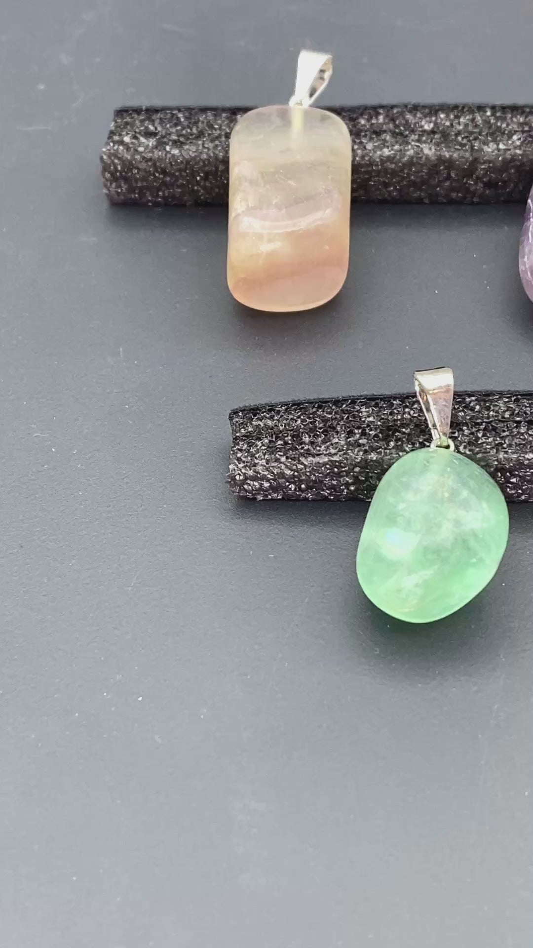 Multicolor Fluorite Mini Tumbled Silver Bail Pendant