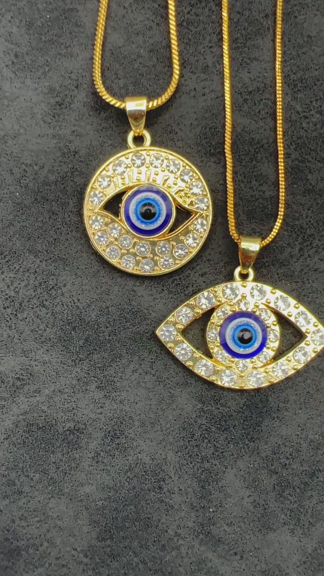 Gold-Plated Glass Eye Pendants (4 Pieces)