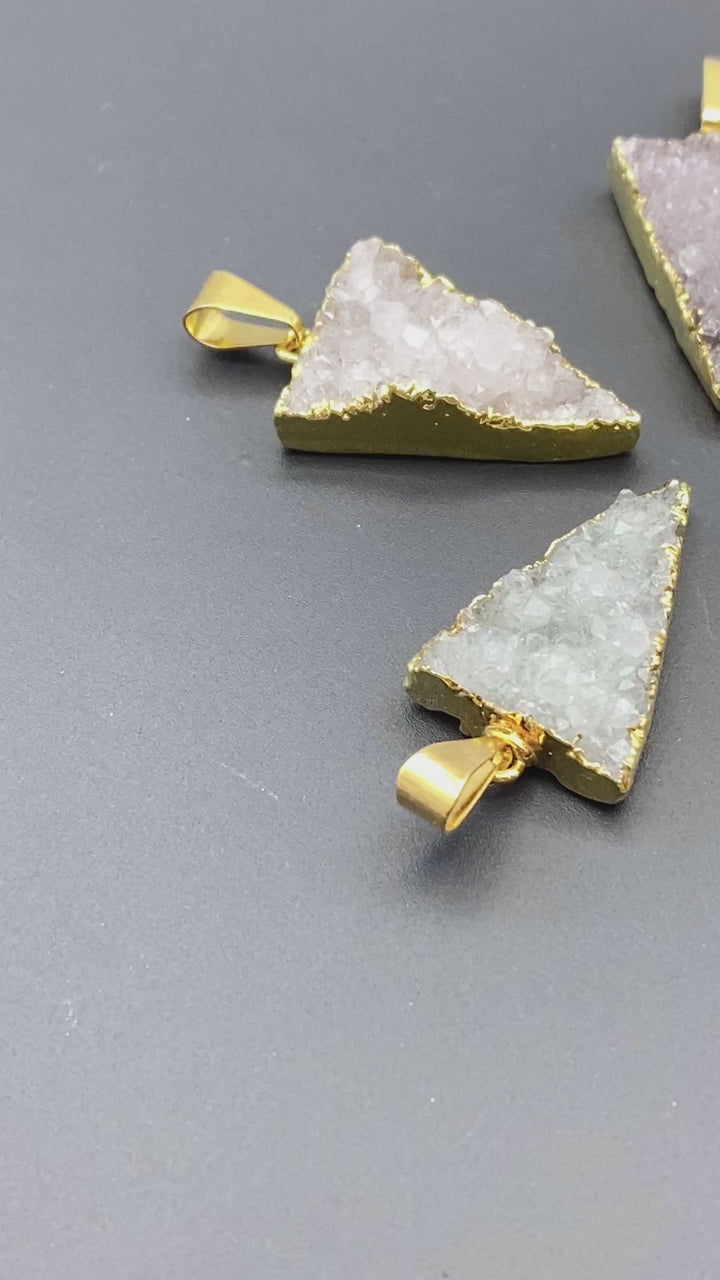 Agate Druzy Gold Plated Triangle Pendant