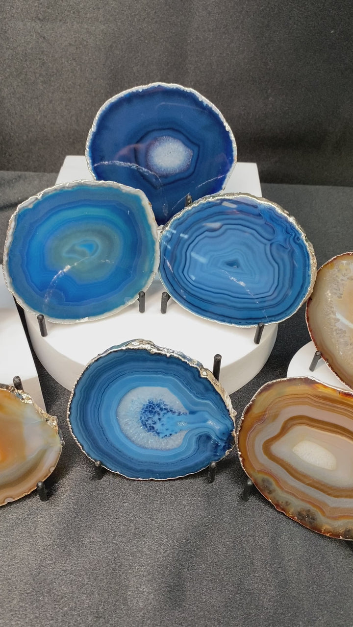 Agate Geode Slice Crystal Coaster Bundle Lot (8 Pieces) Bulk Wholesale Gemstone Décor Collection