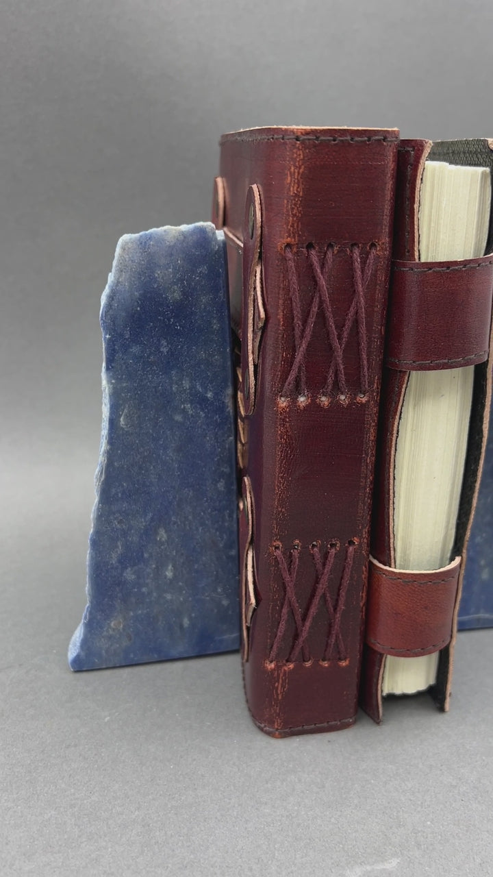 Blue Quartz Polished Face Bookend Pair Gemstone Home Decor Wholesale Crystal Supply