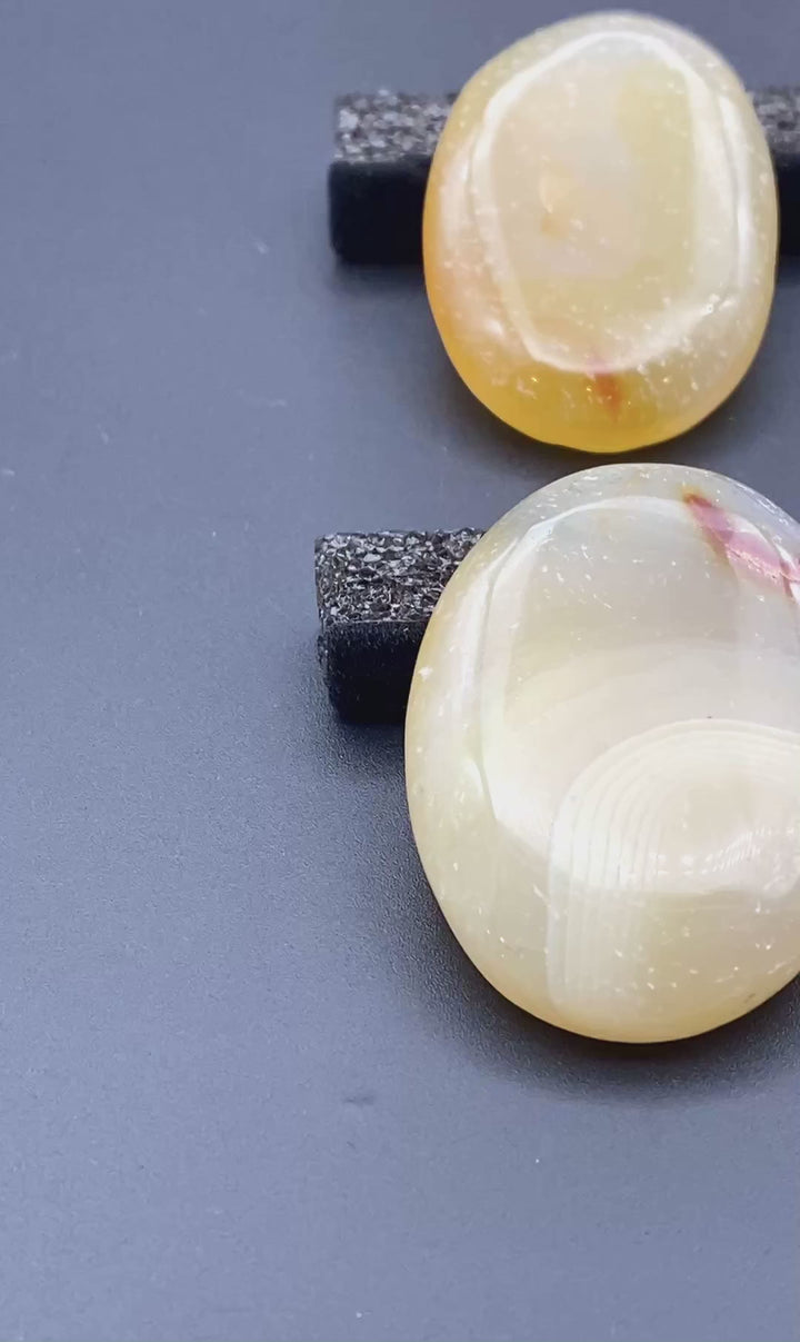 Pale Banded Carnelian Agate Polished Cabochons