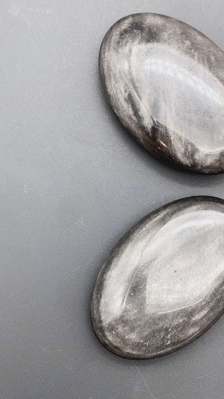 Silver Sheen Obsidian Palm Pocket Stones