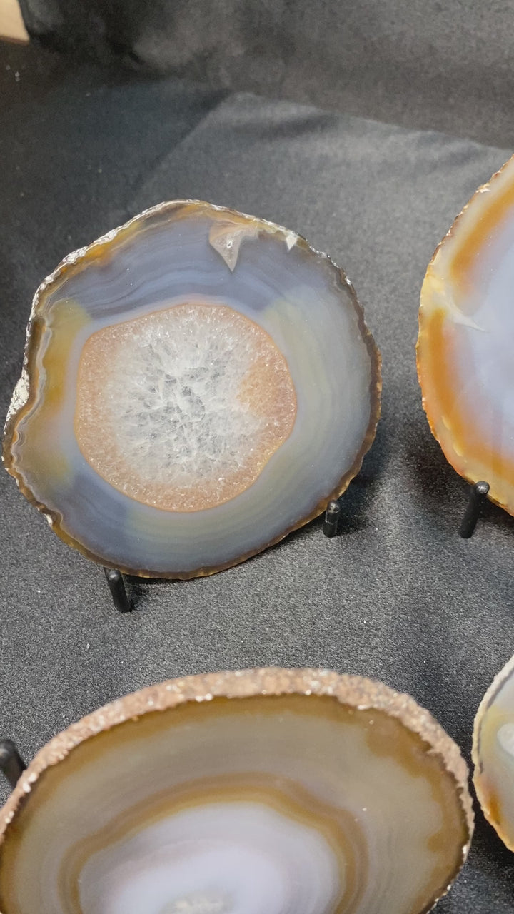 Agate Geode Slice Crystal Bundle Lot (15 Pieces) Bulk Wholesale Gemstone Décor Collection