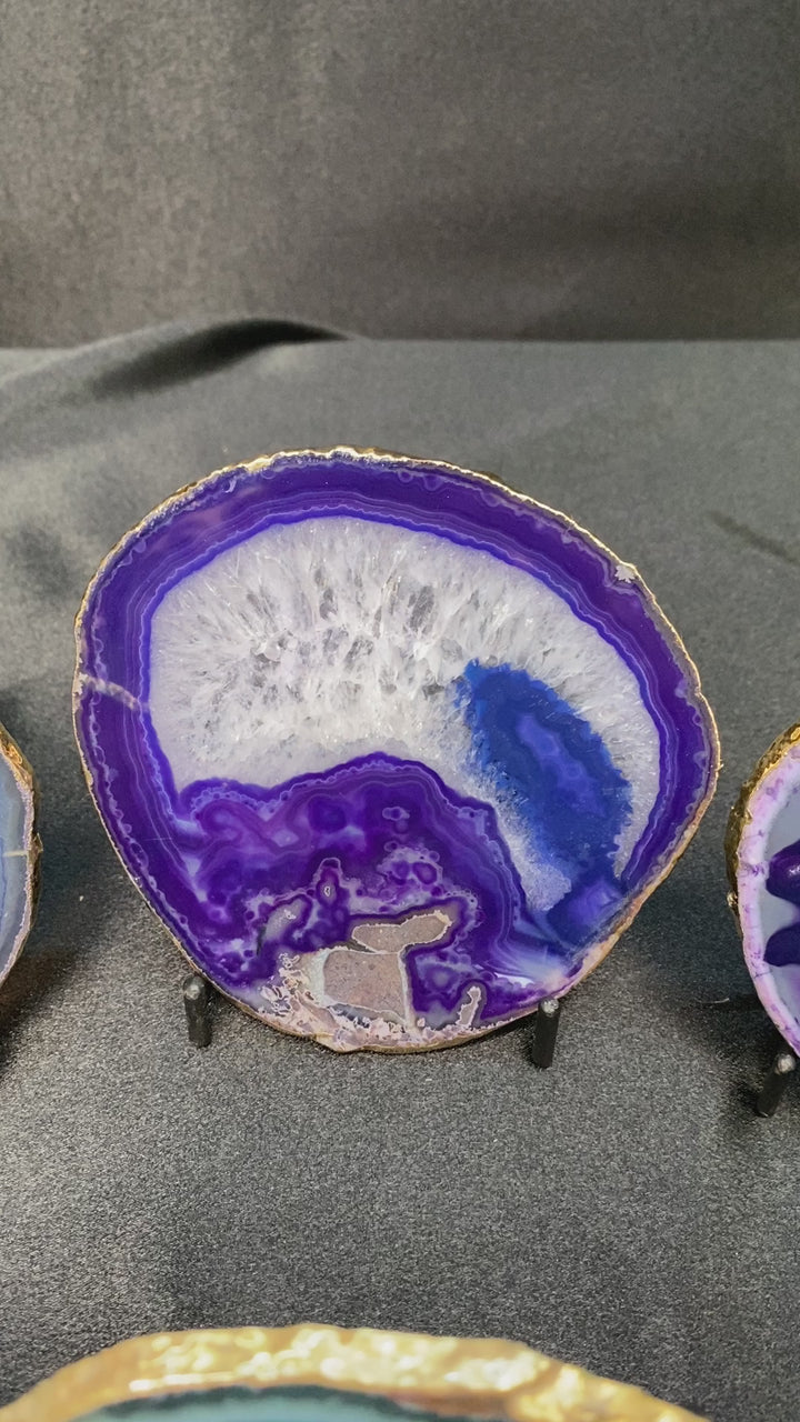 Agate Geode Slice Crystal Coaster Bundle Lot (8 Pieces) Bulk Wholesale Gemstone Décor Collection