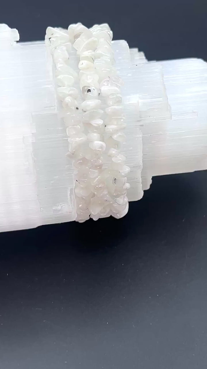 Rainbow Moonstone Chip Bead Elastic Stretch Bracelet