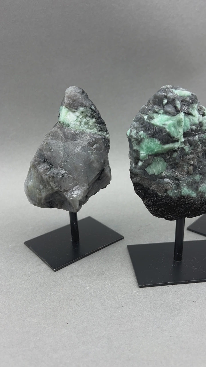 Emerald Rough Specimen on Metal Stand Gemstone Home Decor Wholesale Crystal Supply