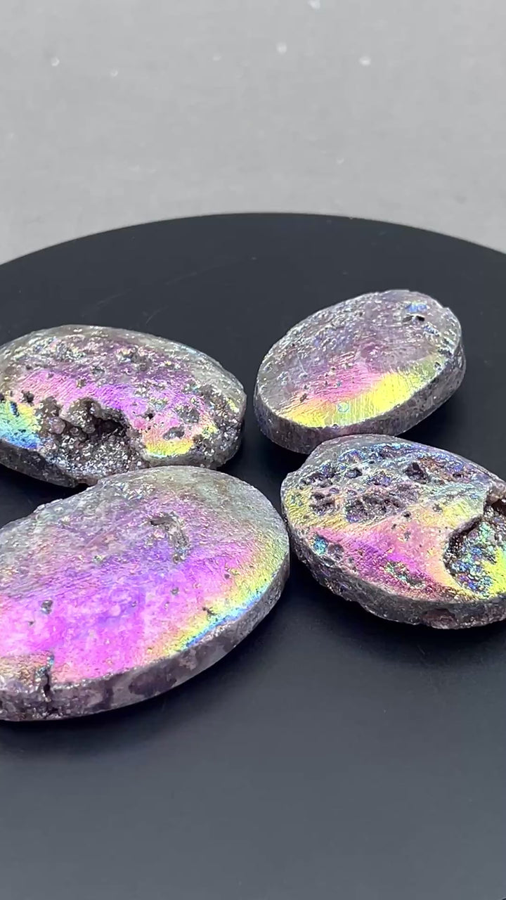 Titanium Aura Sphalerite Polished Palm Stone