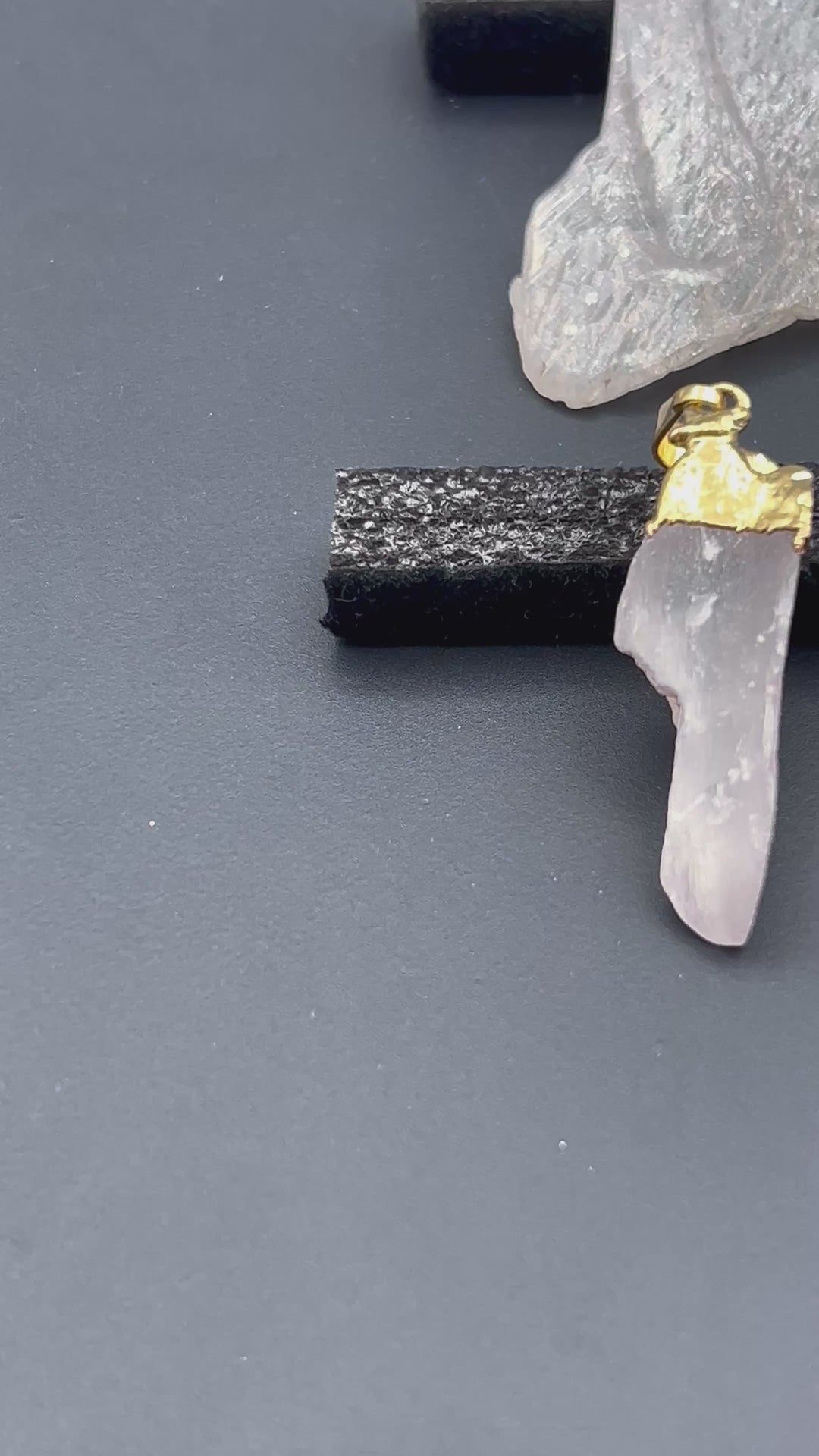 Kunzite Raw Blade Gold Pendant