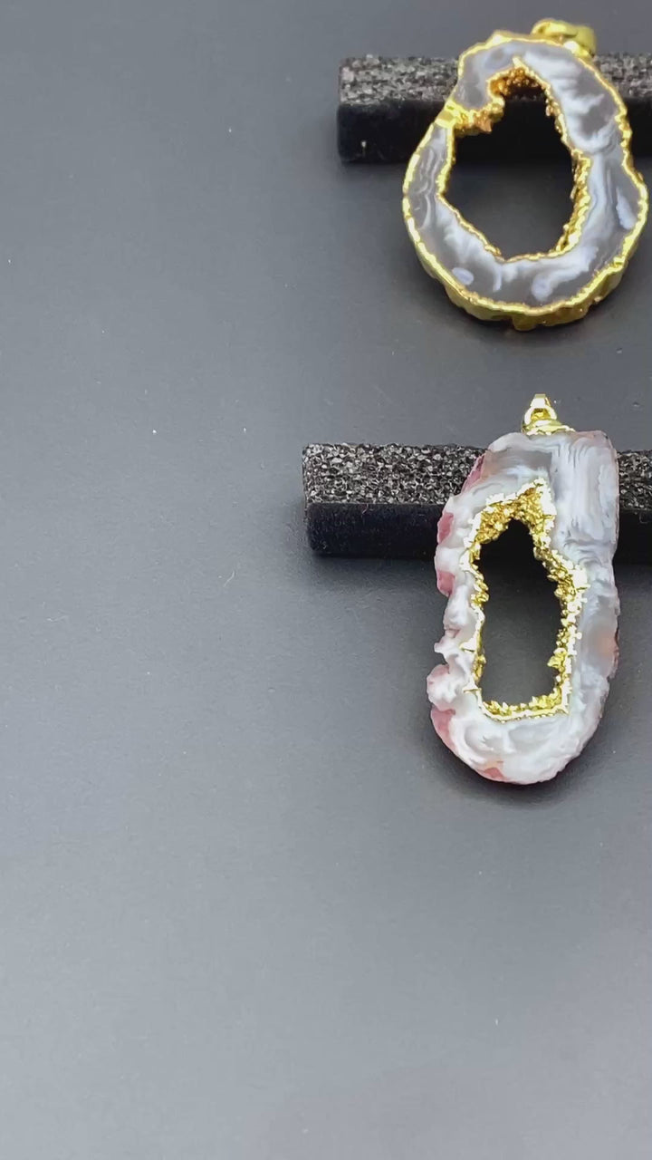 Oco Geode Slice Double Gold Pendant