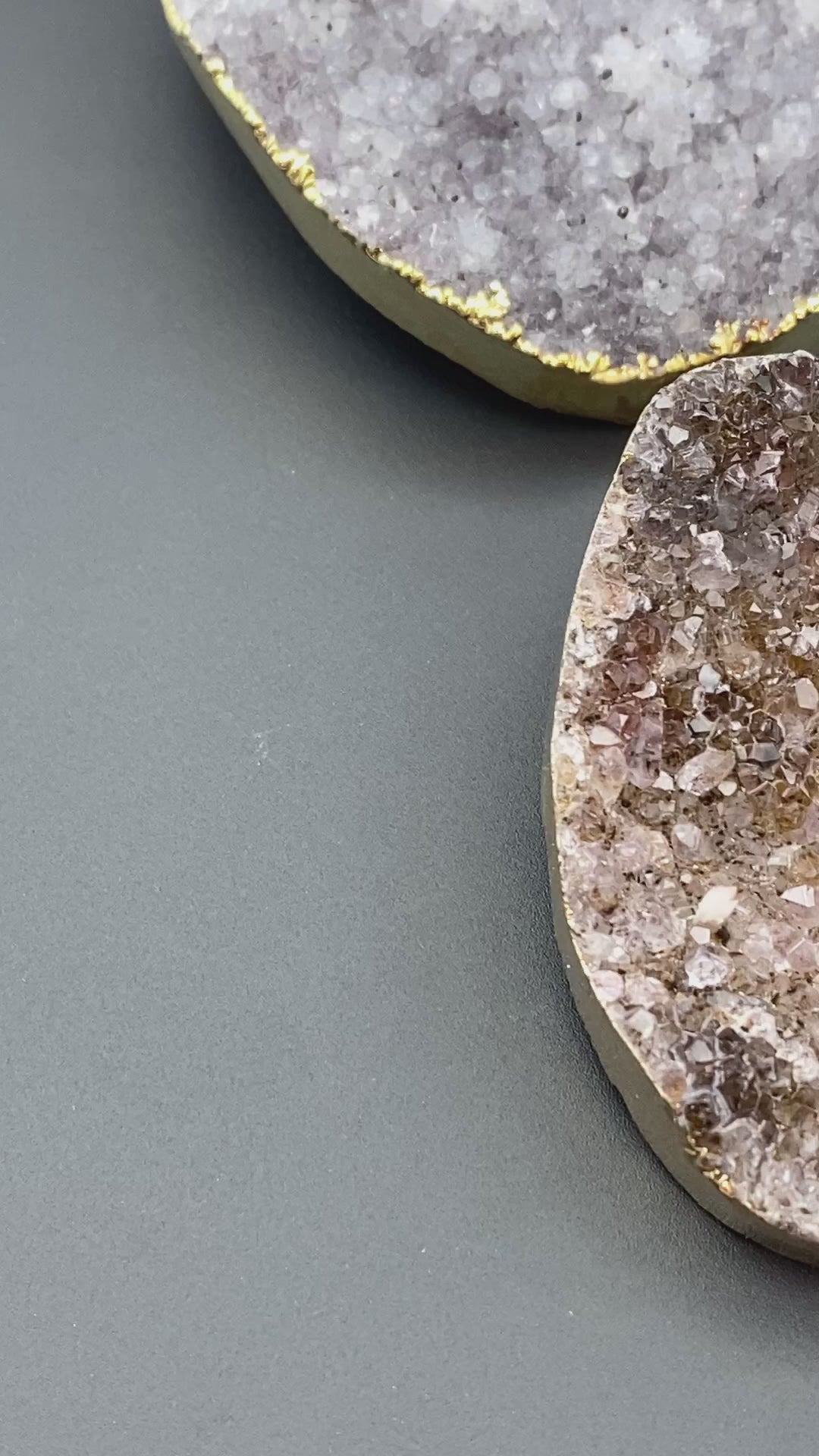 Agate Druzy Extra Large Gold Plated Round Pendant