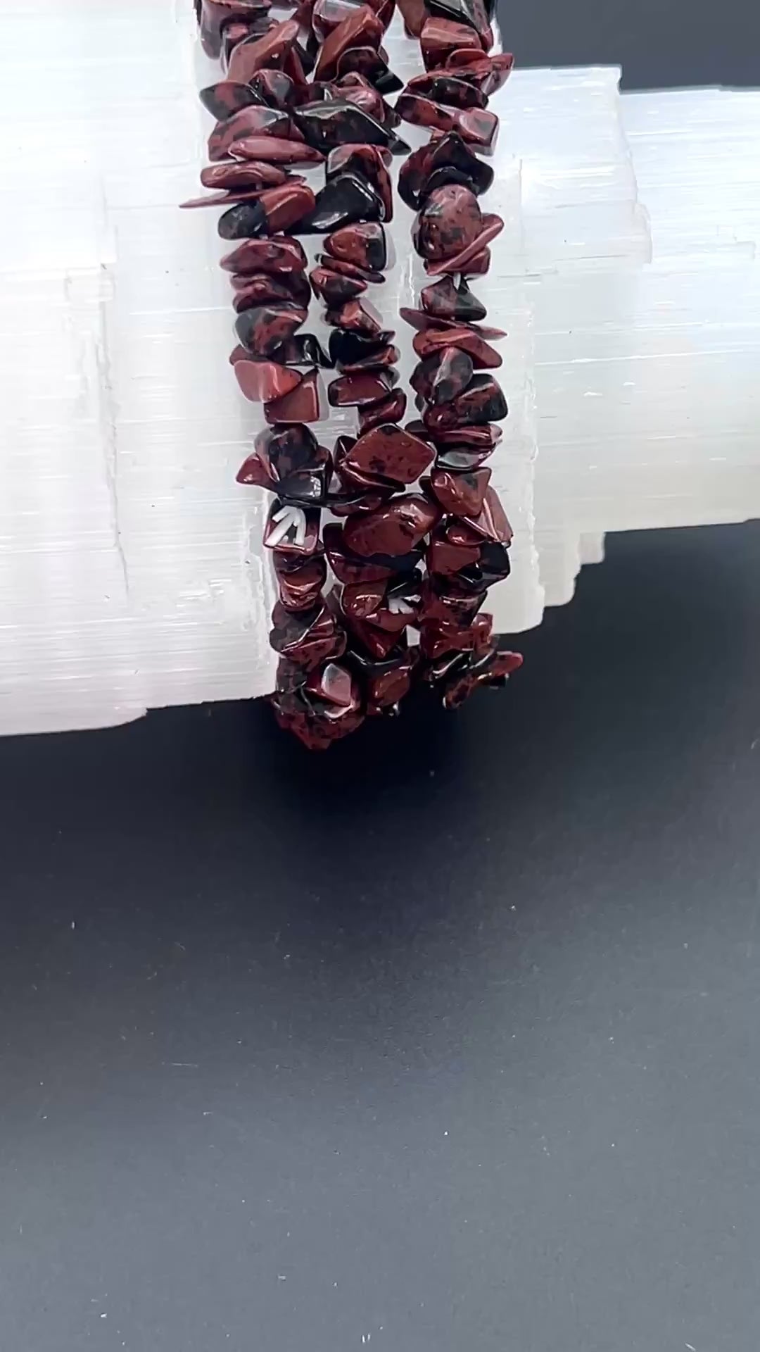 Mahogany Obsidian Chip Bead Elastic Stretch Bracelet