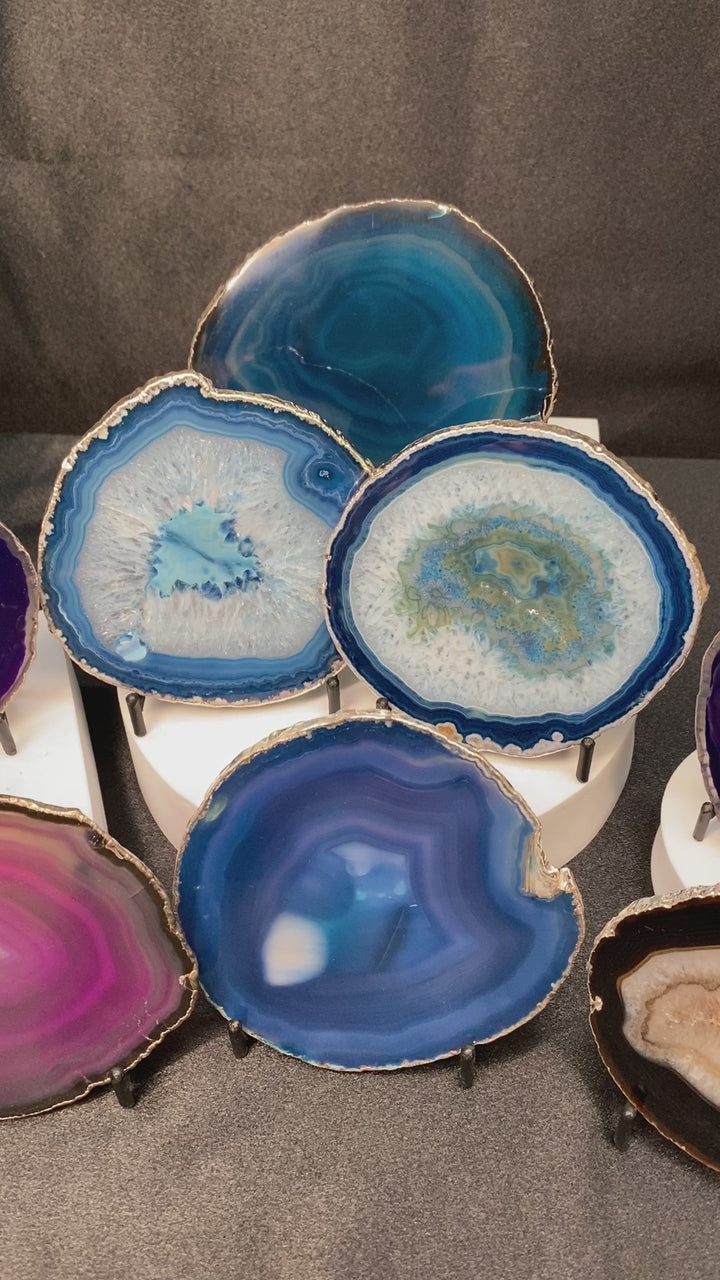 Agate Geode Slice Crystal Coaster Bundle Lot (8 Pieces) Bulk Wholesale Gemstone Décor Collection