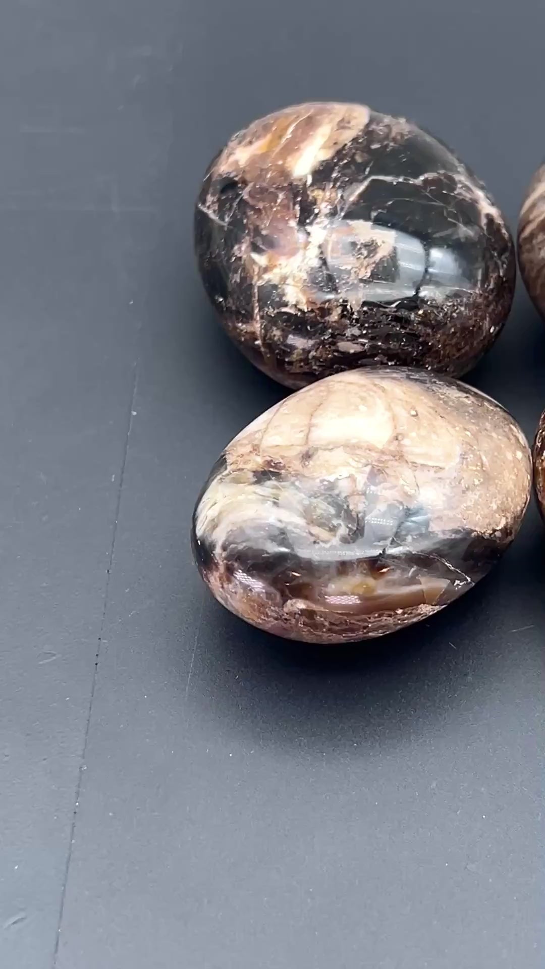 Black Mixed Moonstone Polished Palm Stone