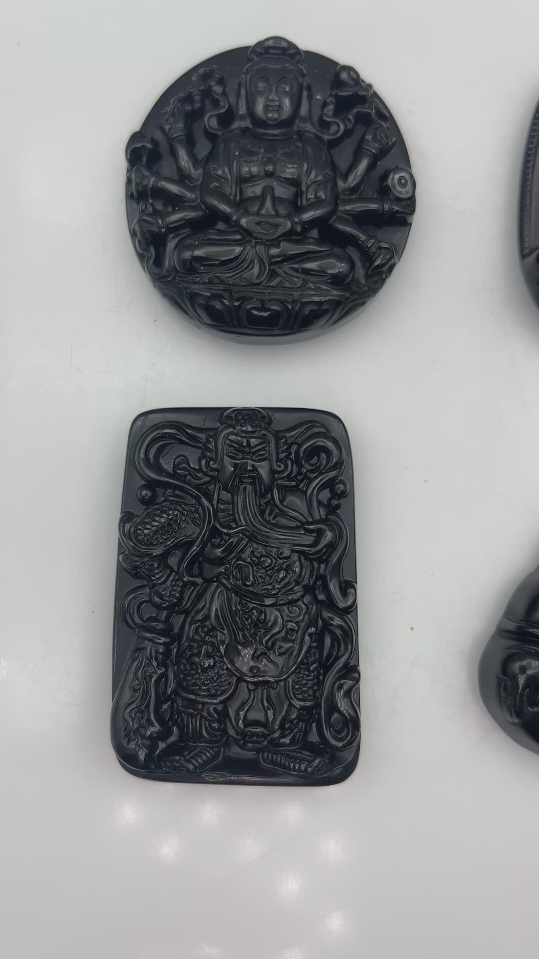 Large Black Obsidian Buddha Pendant With Hole. 6pcs