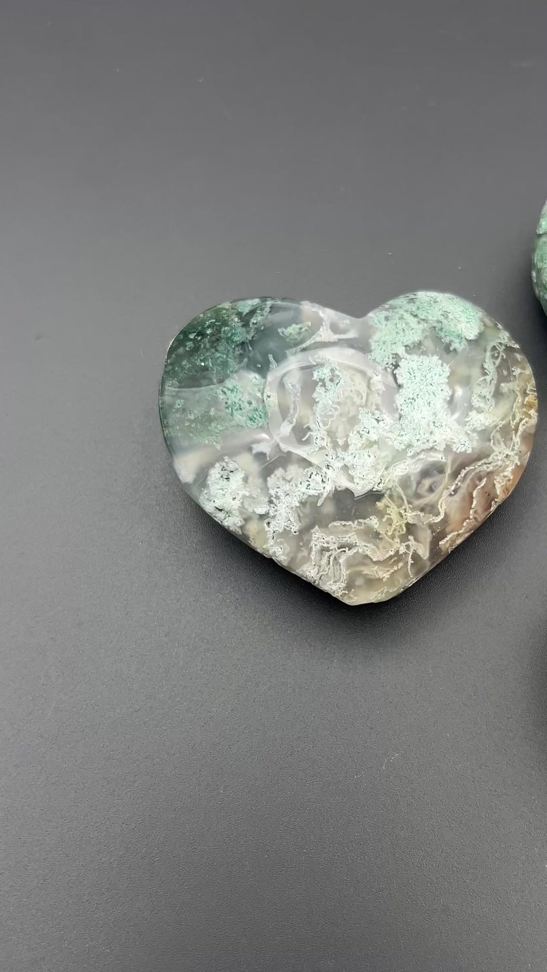 Moss Agate Heart Shape Gemstone Carving