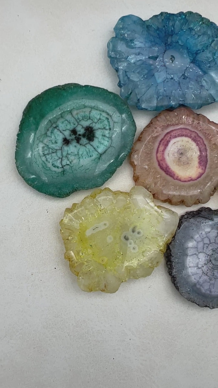 Solar Quartz Dyed Stalactite Slices (8 Ounce Lot)