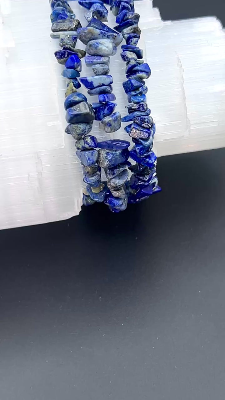 Lapis Lazuli Chip Bead Elastic Stretch Bracelet