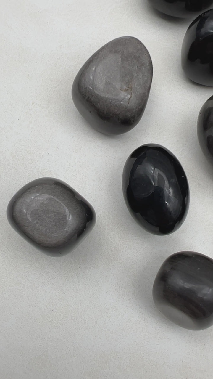 Tumbled Silver Sheen Obsidian (1 Pound)