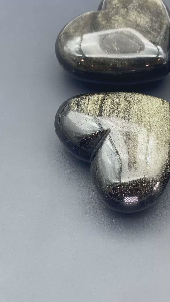 Obsidian Gold Sheen Polished Heart