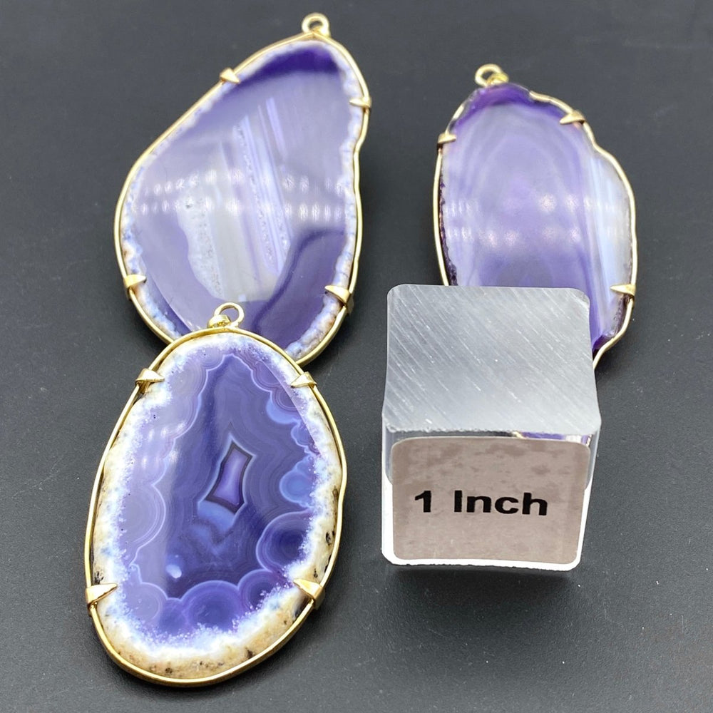 Purple Agate Slice Gold Prong Setting PendantCrystal River Gems