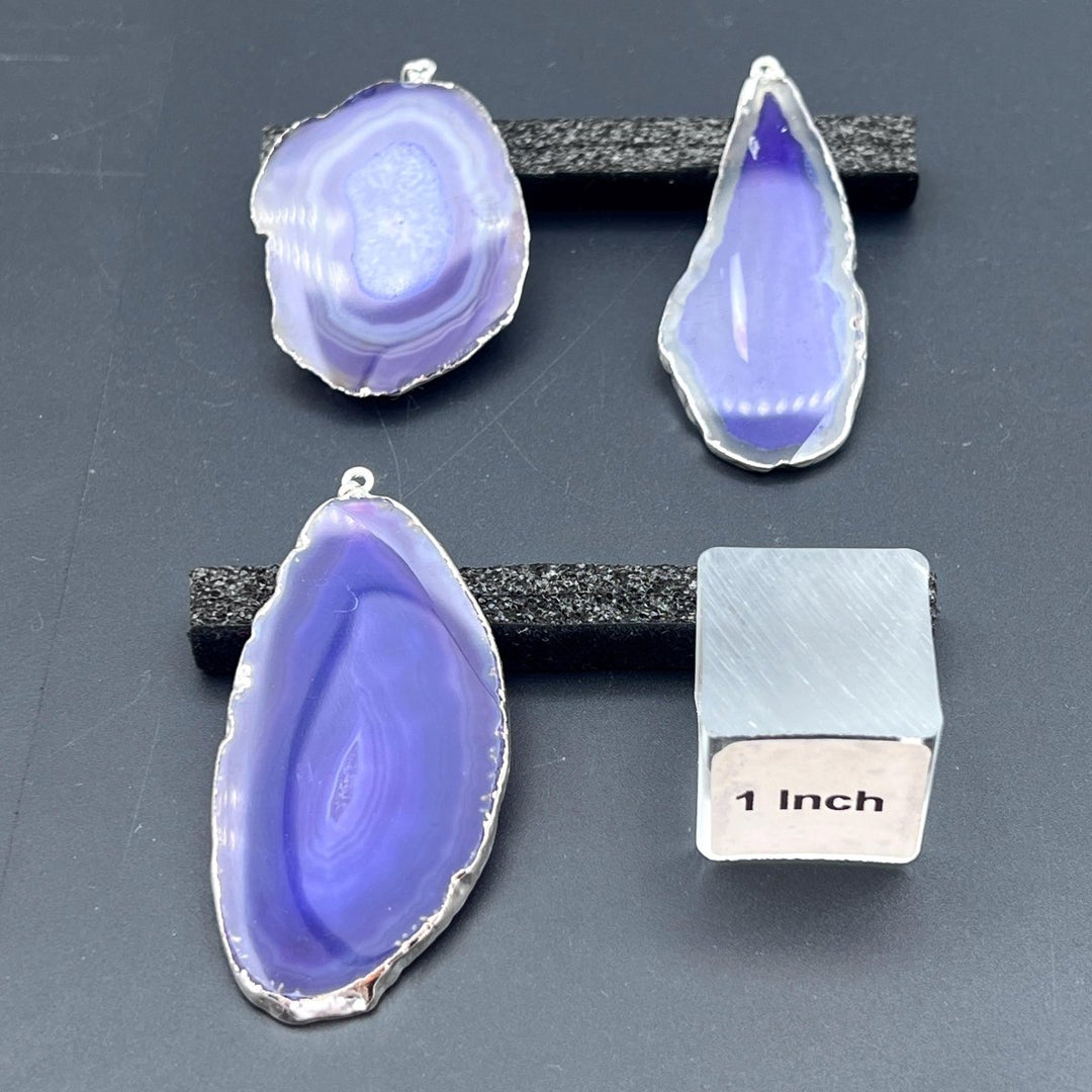 Purple Agate Slice Silver Plated PendantCrystal River Gems