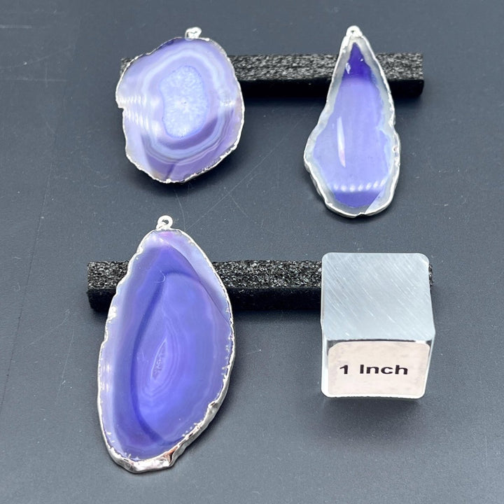 Purple Agate Slice Silver Plated PendantCrystal River Gems
