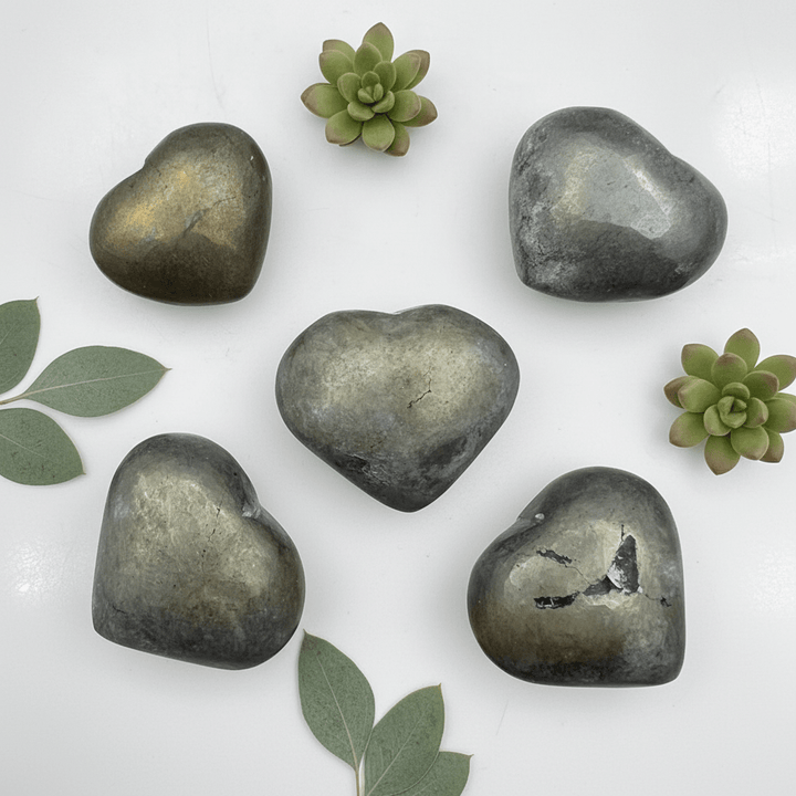 Pyrite Puffy Hearts - 1" - 2" AVG (5 Pieces)Crystal River Gems
