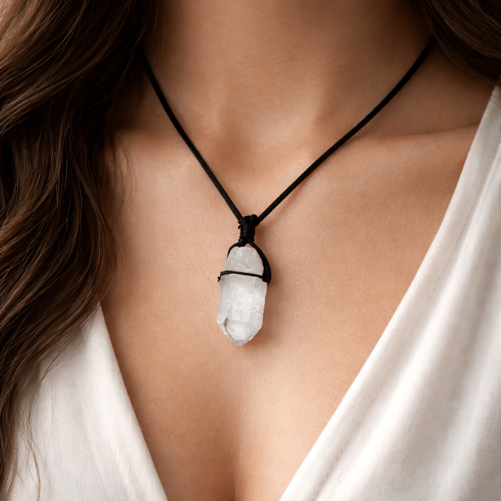 Quartz Rough Necklace on Black Cord (13 Inches) (4 Pieces)Crystal River Gems