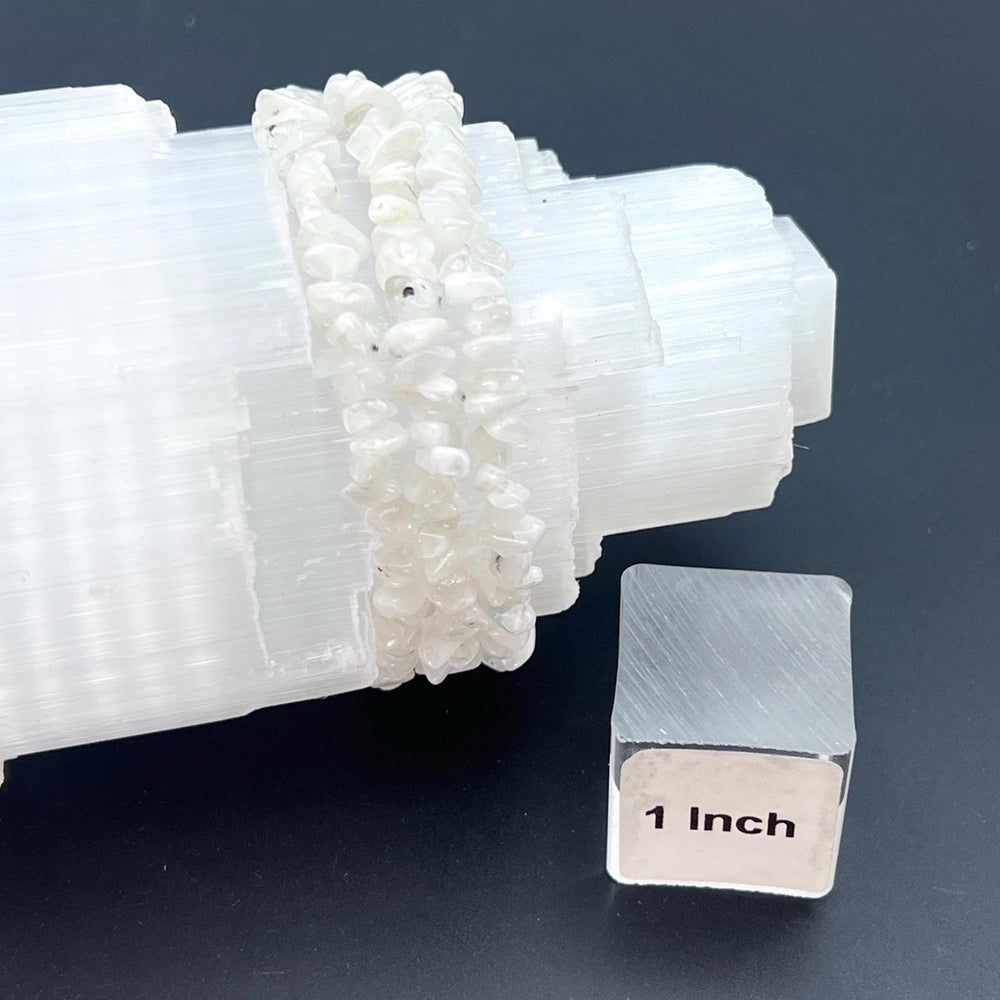 Rainbow Moonstone Chip Bead Elastic Stretch BraceletCrystal River Gems