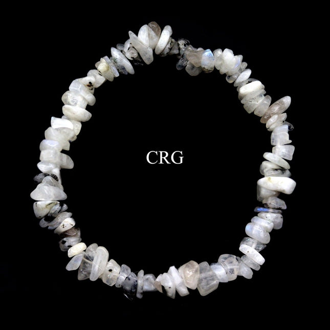 Rainbow Moonstone Chip Bracelet (4 Pieces) Size 4 to 7 mm Crystal Bead Stretch Jewelry